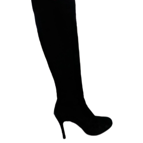 Stuart Weitzman Black Suede to the knee heeled sock boots. Size 9 💕 - Picture 2 of 4